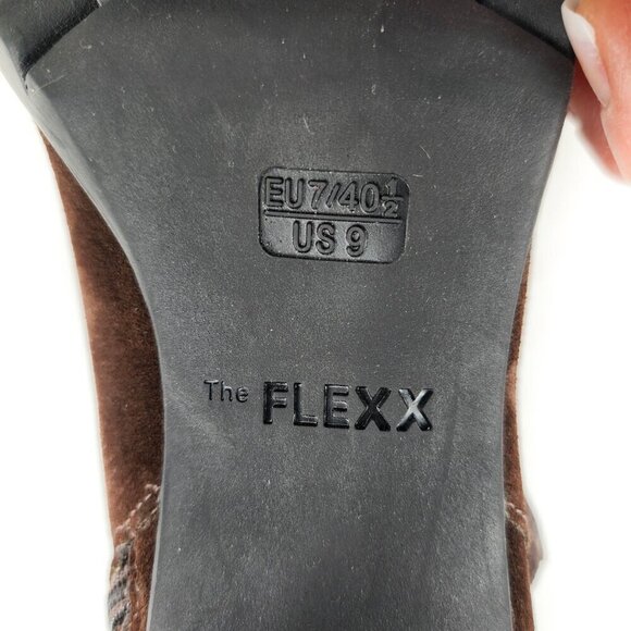 THE FLEXX Dip Rock Suede Leather Bootie Dark Brown 3" Heel Zip - Picture 9 of 9
